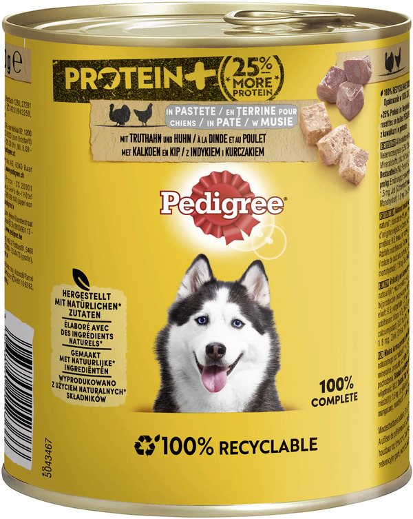 Bild 1 von Pedigree Adult Protein+ Pastete mit Truthahn & Huhn Hundefutter 800g