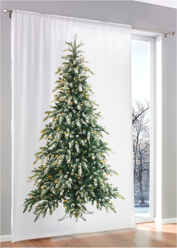 Bild 1 von LED-Vorhang mit Tannenbaum Druck (1er Pack), Weiß