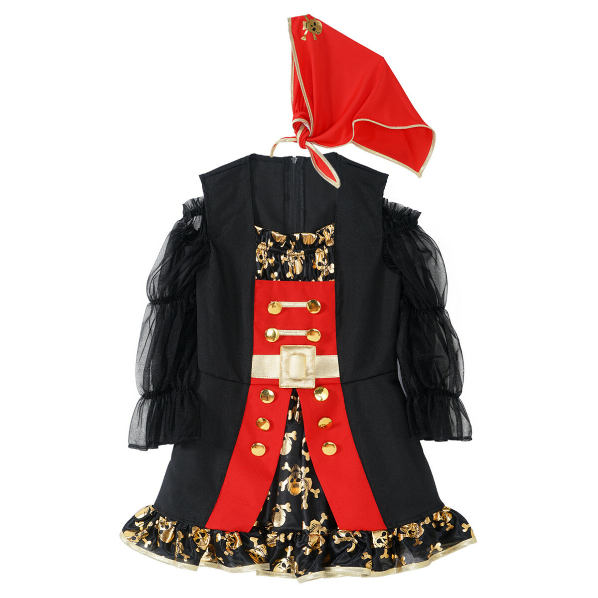 Bild 1 von Kostüm Piratin mit Kopftuch ROT / SCHWARZ / GOLD