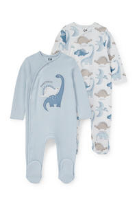 C&A Multipack 2er-Dino-Baby-Schlafanzug, Blau, Größe: 62