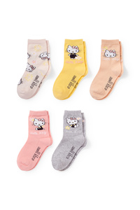 C&A Multipack 5er-Hello Kitty-Socken mit Motiv, Rosa, Größe: 24-26