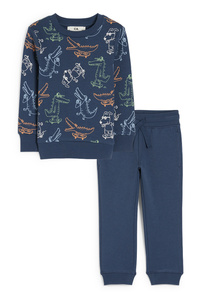 C&A Krokodil-Set-Sweatshirt und Jogginghose, Blau, Größe: 92