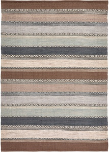 Kelim-Teppich mit Streifen in sanften Naturtönen, 5 (120/180 cm), Braun