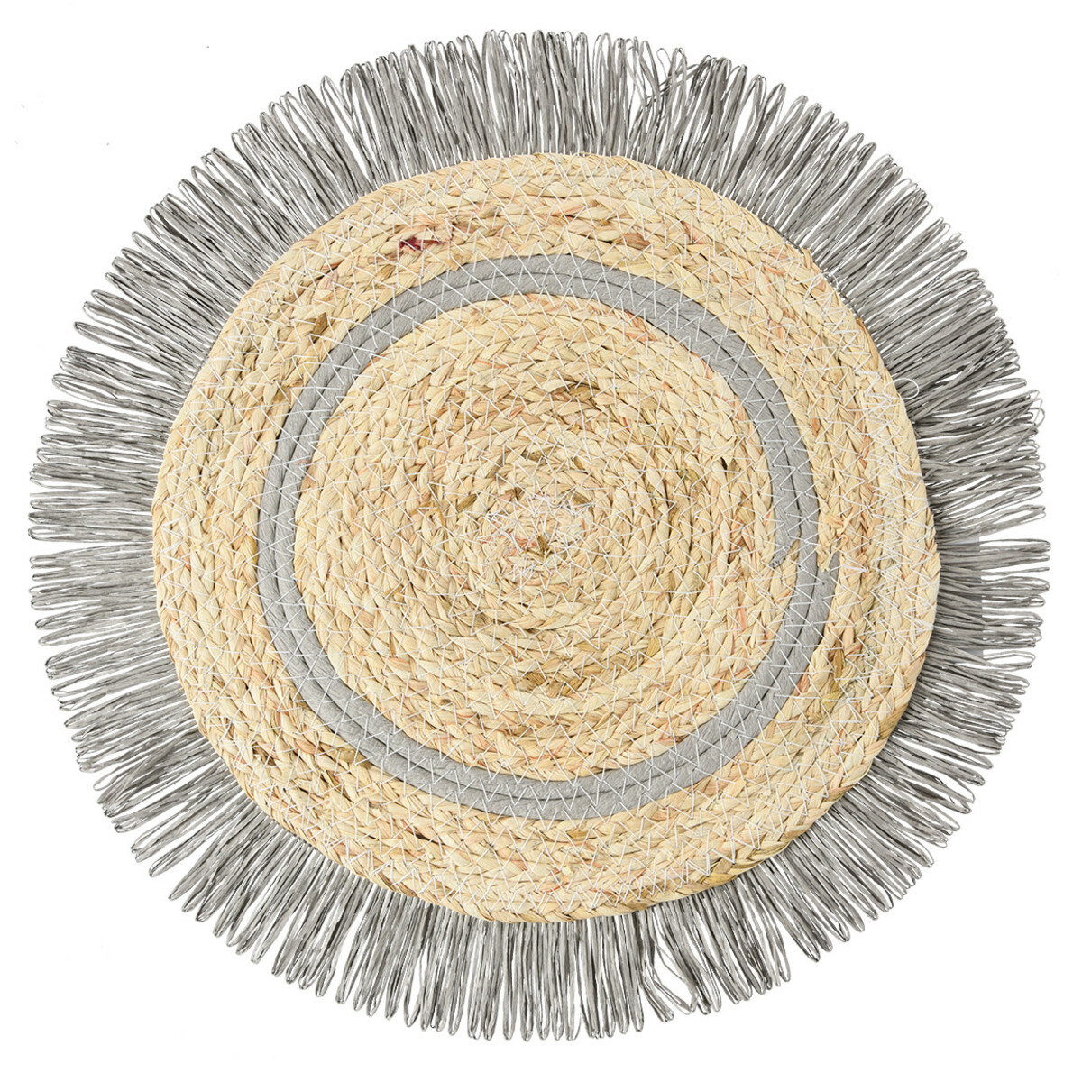 Bild 1 von Platzset mit Fransen GRAU / NATUR