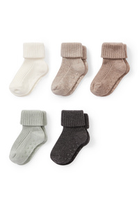 C&A Multipack 5er-Baby-Anti-Rutsch-Socken, Beige, Größe: 15-17