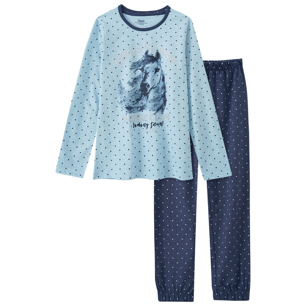 Bild 1 von Mädchen Schlafanzug mit Pferde-Print HELLBLAU / DUNKELBLAU