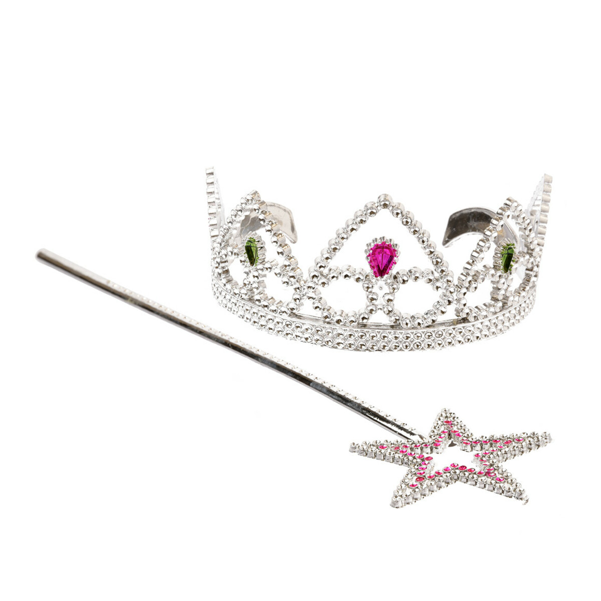Bild 1 von Prinzessinnen Diadem und Stab im Set ROSA / SILBER