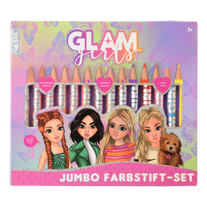 Glam Girls Farbstift-Set mit 14 Stiften PINK
