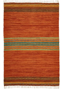 Kelim-Teppich mit Fransen, 8 (70/250 cm), Orange