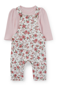 C&A Blümchen-Baby-Outfit-2 teilig, Rosa, Größe: 50