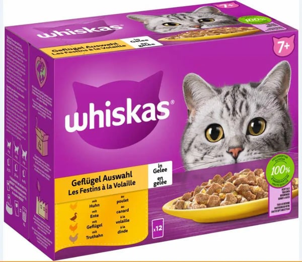 Bild 1 von Whiskas Multipack Senior 7+ Geflügelauswahl in Gelee Katzenfutter 12 x 85 g