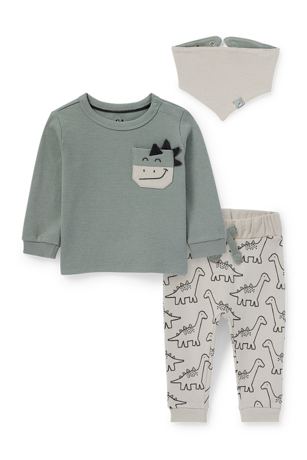 Bild 1 von C&A Dino-Baby-Outfit-3 teilig, Grün, Größe: 62