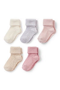 C&A Multipack 5er-Baby-Anti-Rutsch-Socken, Rosa, Größe: 15-17