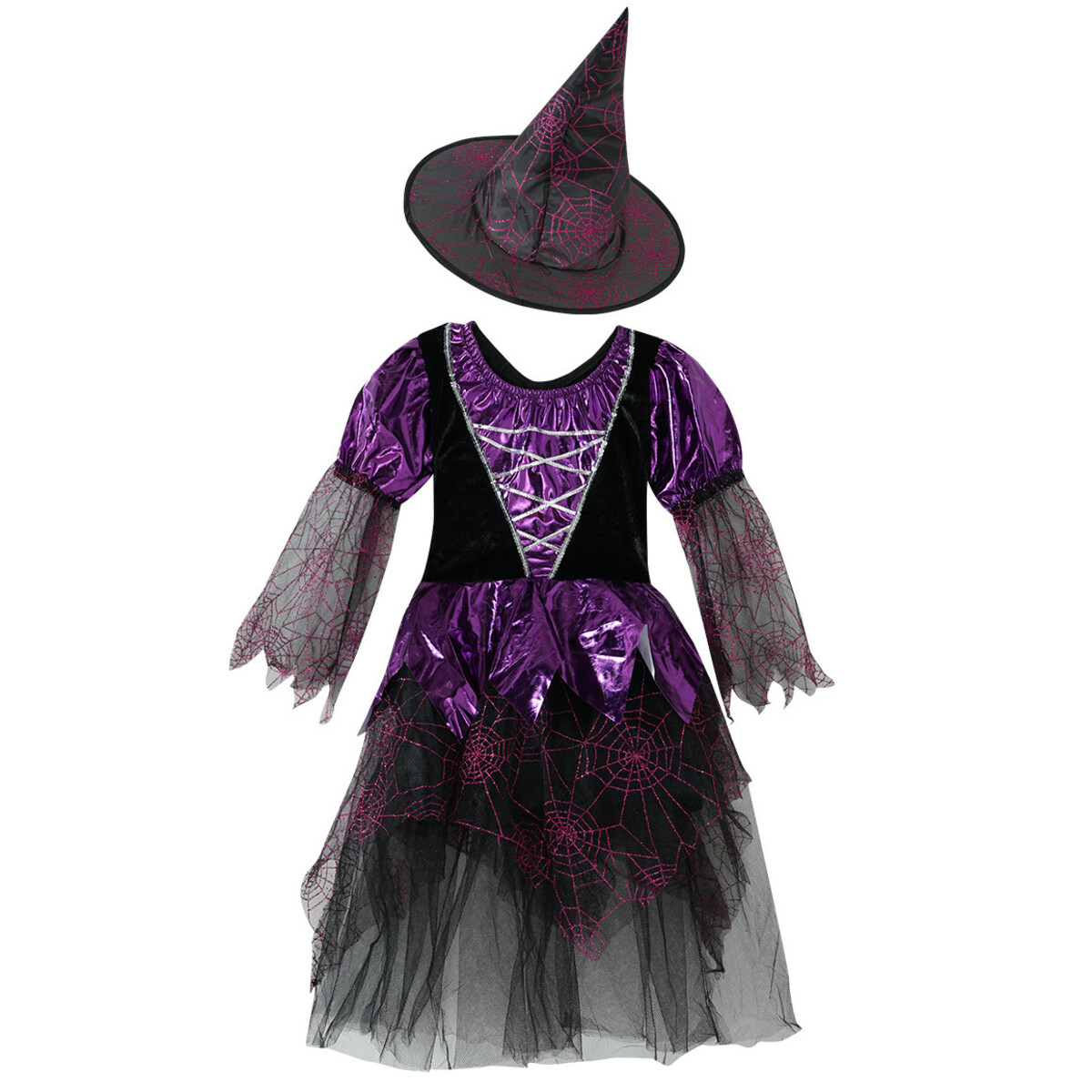 Bild 1 von Kostüm-Set Hexe mit Hut SCHWARZ / LILA