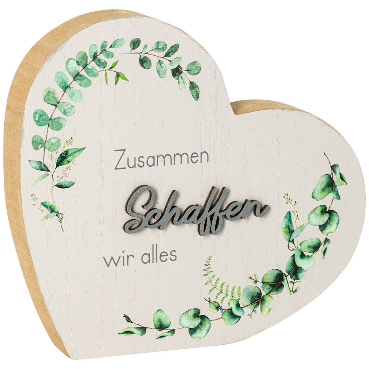 Bild 1 von Deko-Aufsteller Herz mit Spruch NATUR / GRAU