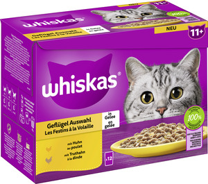 Whiskas Multipack Senior 11+ Geflügelauswahl in Gelee Katzenfutter 12 x 85 g
