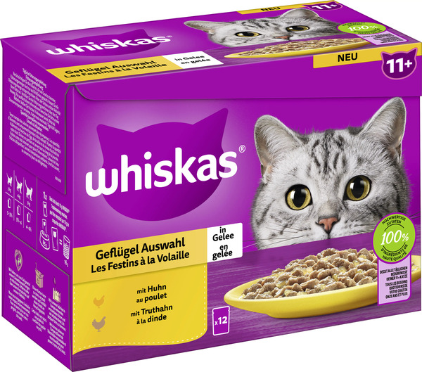Bild 1 von Whiskas Multipack Senior 11+ Geflügelauswahl in Gelee Katzenfutter 12 x 85 g