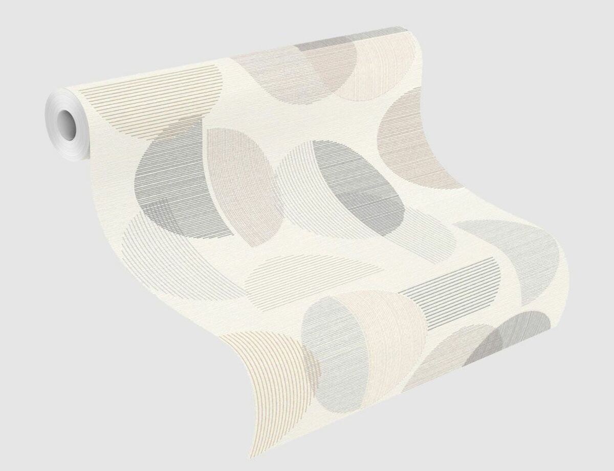 Bild 2 von Vliestapete Kreise Grau, Beige