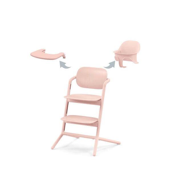 Bild 1 von Cybex Hochstuhl Lemo 3 in 1 Set, Rosa, Holz, Kunststoff, 54.5x81.5 cm, Fußstütze verstellbar, Sitzfläche Essbrett abnehmbar, höhenverstellbar, Babymöbel, Hochstühle & Zubehör, Hochstühle