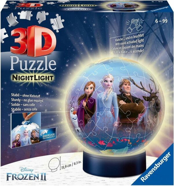 Bild 1 von Ravensburger Puzzleball »Nachtlicht Disney Frozen II«, 72 Puzzleteile, mit Leuchtsockel inkl. LEDs; FSC® - schützt Wald - weltweit