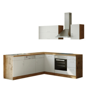 Winkel-Küche Porto, 210 x 210 cm, weiß/wotan