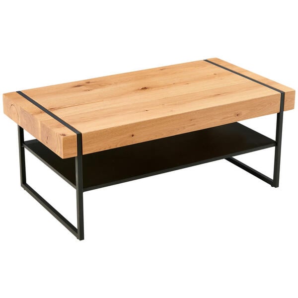 Bild 1 von Livetastic Couchtisch, Natur, Schwarz, Holz, Metall, Eiche, furniert, massiv, rechteckig, eckig, 110x45x59 cm, Wohnzimmer, Wohnzimmertische, Couchtische