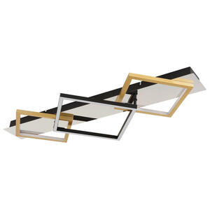 Globo Led-Deckenleuchte, Opal, Schwarz, Gold, Metall, Kunststoff, F, 35.5x7 cm, Lampen & Leuchten, Leuchtenserien