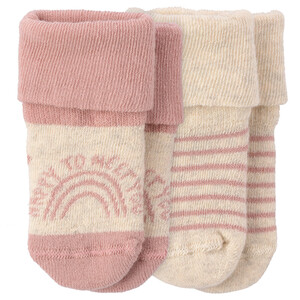 2 Paar Newborn Socken Born 2024 PUDERROSA / CREME