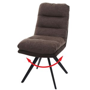 Esszimmerstuhl MCW-G66, Küchenstuhl Stuhl, drehbar Auto-Position Stoff/Textil ~ braun-dunkelbraun