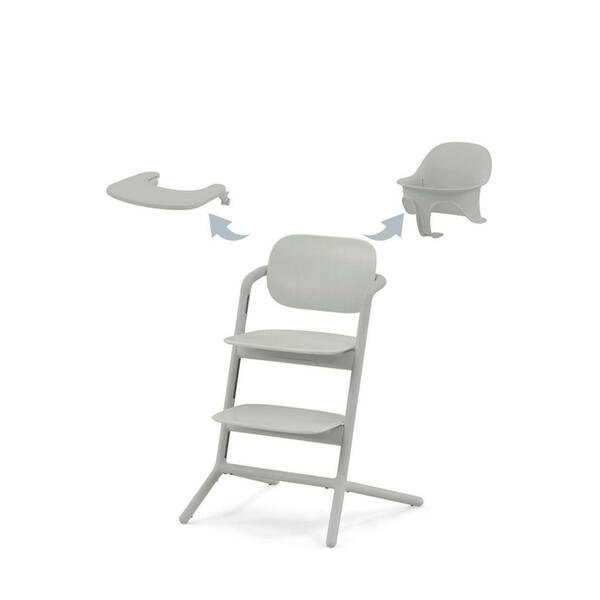 Bild 1 von Cybex Hochstuhl Lemo 3 in 1 Set, Grau, Holz, Kunststoff, 54.5x81.5 cm, Fußstütze verstellbar, Sitzfläche Essbrett abnehmbar, höhenverstellbar, Babymöbel, Hochstühle & Zubehör, Hochstühle