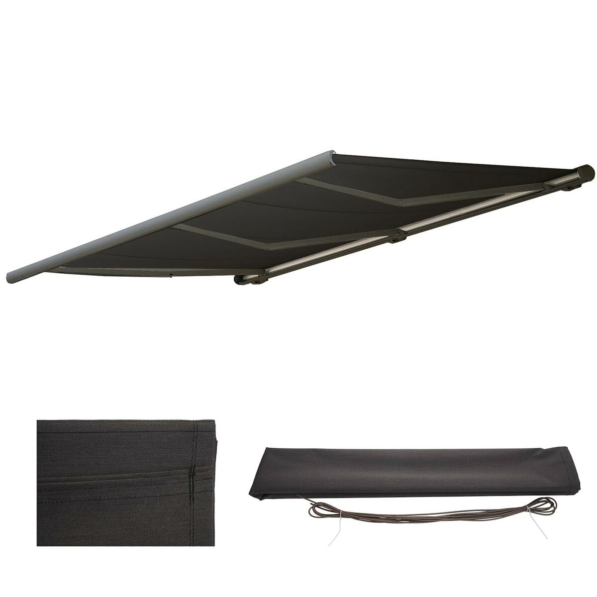 Bild 1 von Ersatz-Bezug für Markise H123, Vollkassette Ersatzbezug Sonnenschutz 4,5x3m ~ Polyester anthrazit