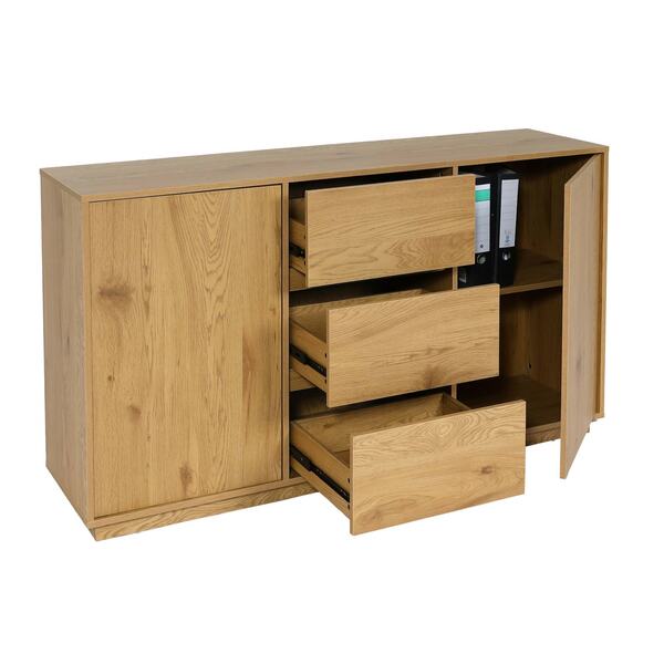 Bild 1 von Sideboard MCW-J78, Kommode Schrank Highboard Schublade, MDF Soft-Close 86x160x40cm ~ Eiche-Optik