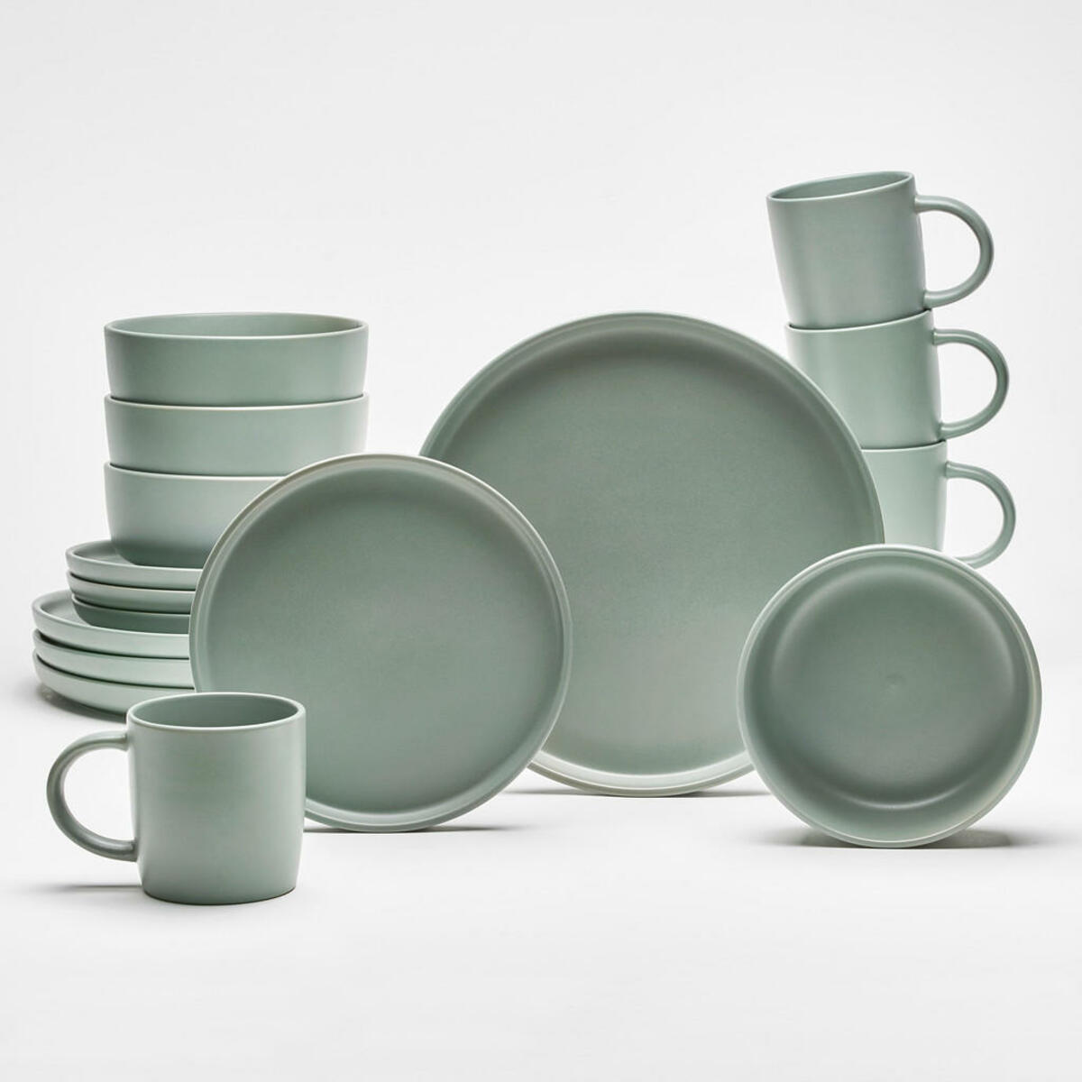 Bild 1 von Van Well Kombiservice Prato, Salbeigrün, Keramik, 16-teilig, 370 ml, 30x30x30 cm, robust, lebensmittelecht, Essen & Trinken, Geschirr, Geschirr-Sets, Kombiservice