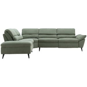 Livetastic Ecksofa, Grün, Textil, 4-Sitzer, Ottomane links, L-Form, 281x227 cm, motorische Relaxfunktion, USB-Anschluss, Wohnzimmer, Sofas & Couches, Wohnlandschaften, Ecksofas