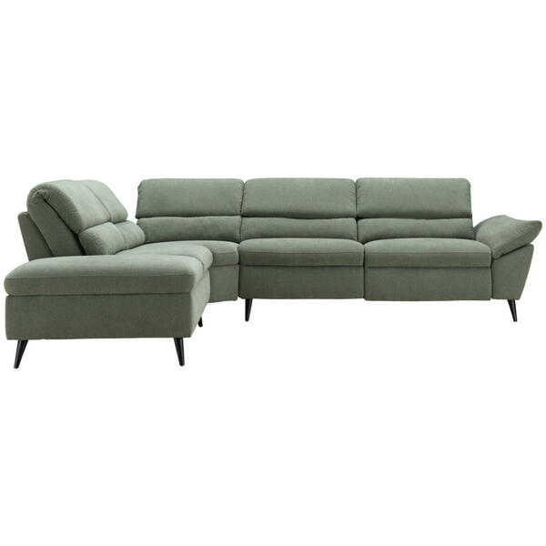 Livetastic Ecksofa, Grün, Textil, 4-Sitzer, Ottomane Links, L-Form ...