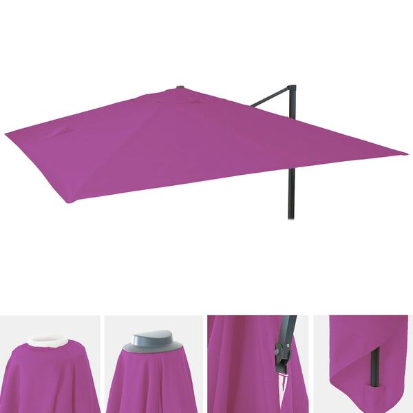 Bild 1 von Ersatz-Bezug für Luxus-Ampelschirm MCW-A96, Sonnenschirmbezug Ersatzbezug, 3x3m (Ø4,24m) Polyester 2,7kg ~ lila-violett