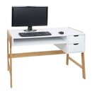 Bild 1 von Schreibtisch MCW-K12, Bürotisch Computertisch Arbeitstisch, Schublade, Bambus 76x115x58cm ~ weiß