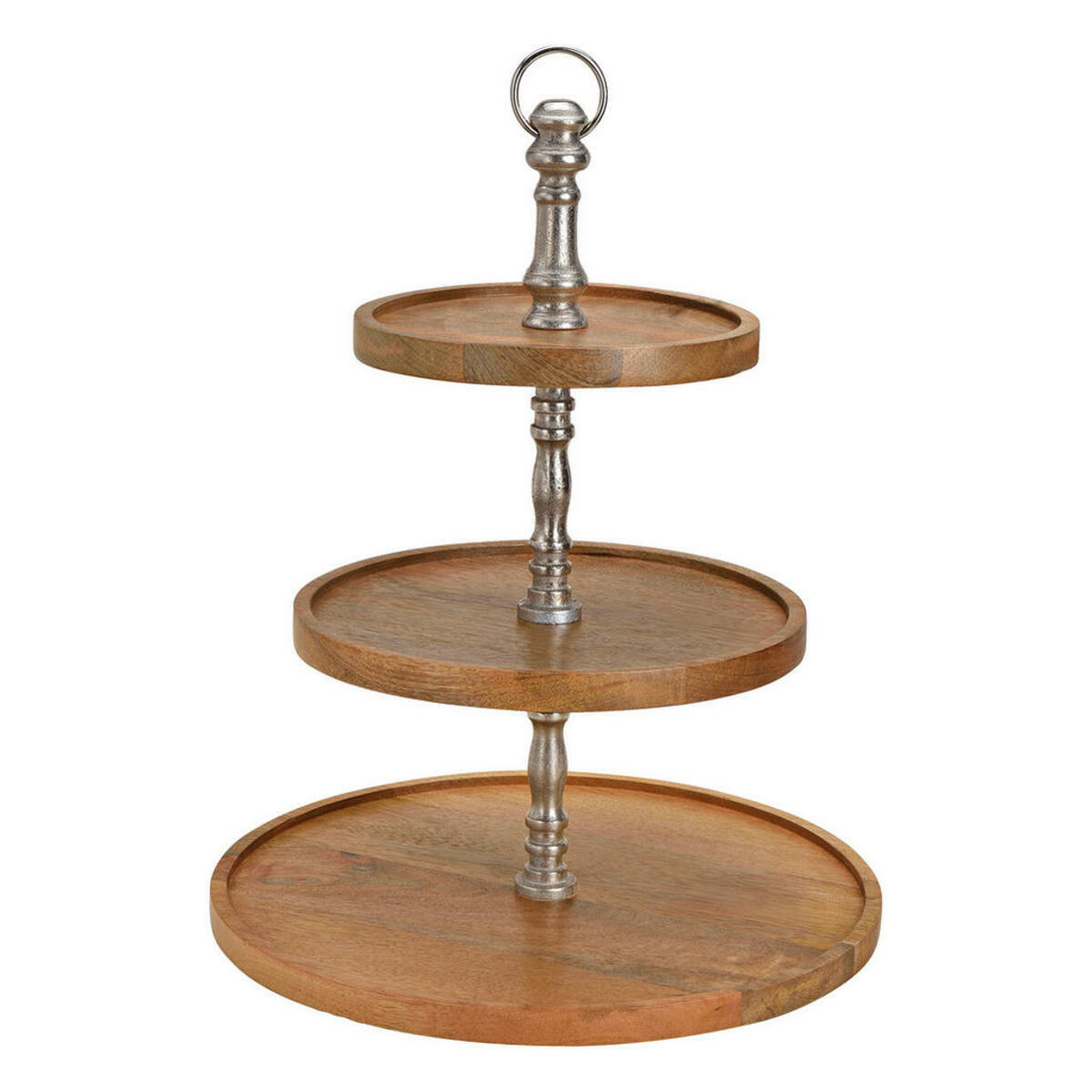 Bild 1 von Etagere, Holz, Mangoholz, rund, 40x48x40 cm, Tischkultur & Servieren, Etageren