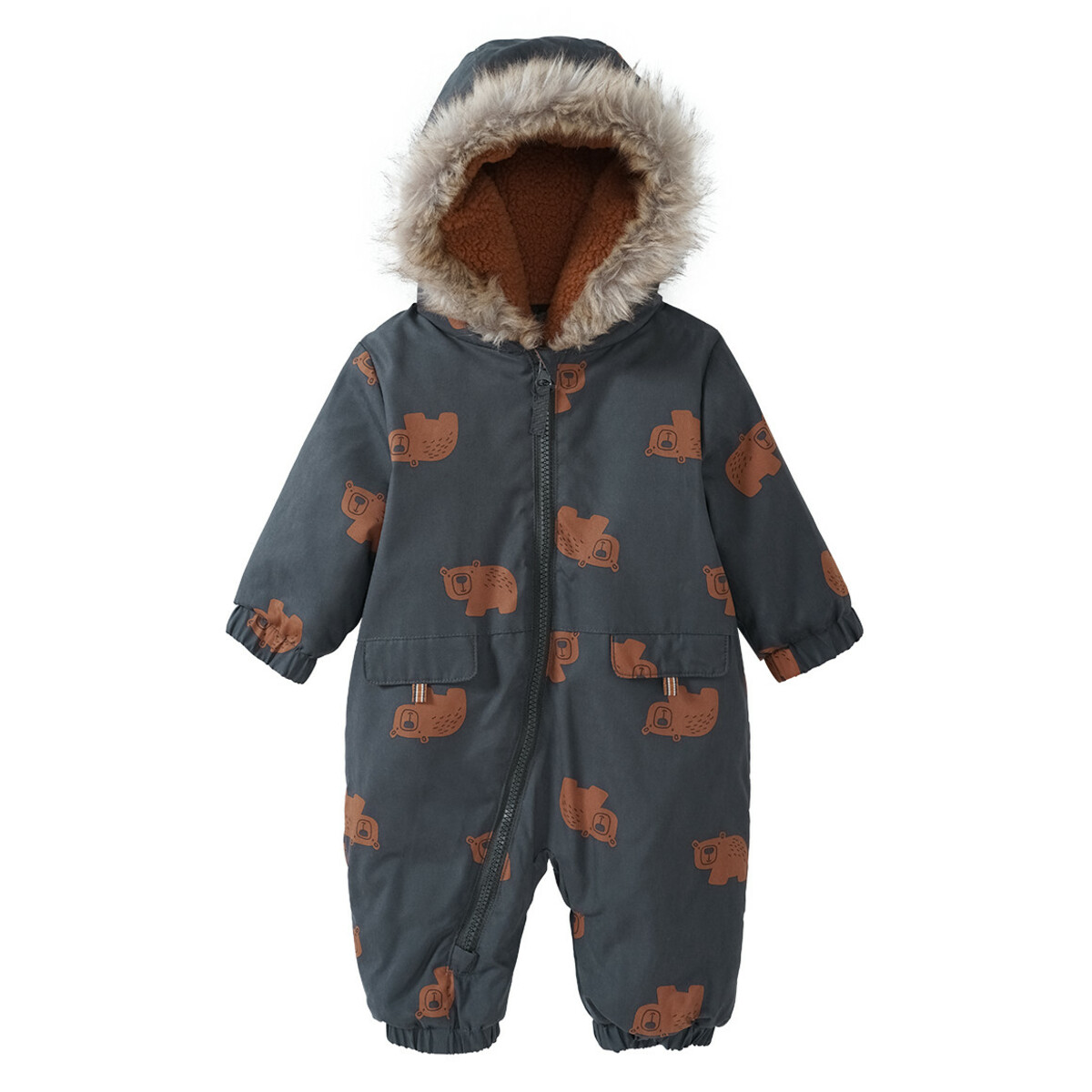 Bild 1 von Newborn Overall mit Bären-Allover DUNKELGRAU