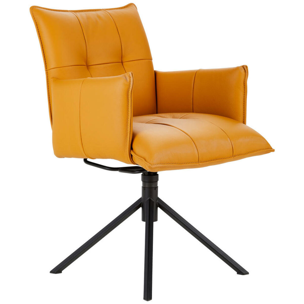 Bild 1 von Valnatura Armlehnstuhl, Dunkelorange, Leder, Echtleder, Rindleder, eckig, Drehkreuz, 57x86x65 cm, Lederauswahl, Sitzfläche 360° drehbar, Esszimmer, Stühle, Esszimmerstühle, Armlehnenstühle