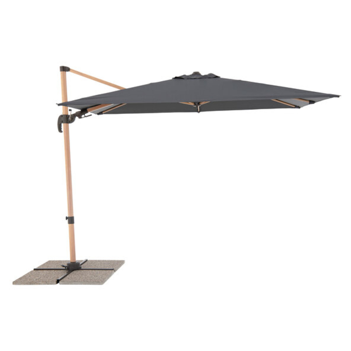 Bild 1 von Aluminium-Ampelschirm, eckig, Holzoptik anthrazit