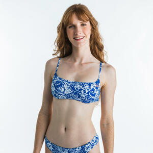 Bikini-Oberteil Damen Bustier herausnehmbare Formschalen Roxy blau/weiß