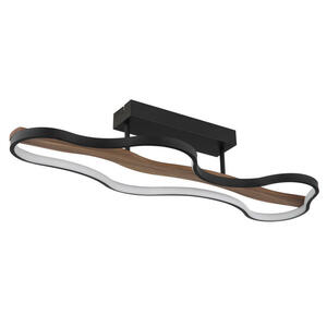 Globo Led-Deckenleuchte, Opal, Schwarz, Dunkelbraun, Holz, Metall, Kunststoff, 29x15 cm, Lampen & Leuchten, Leuchtenserien