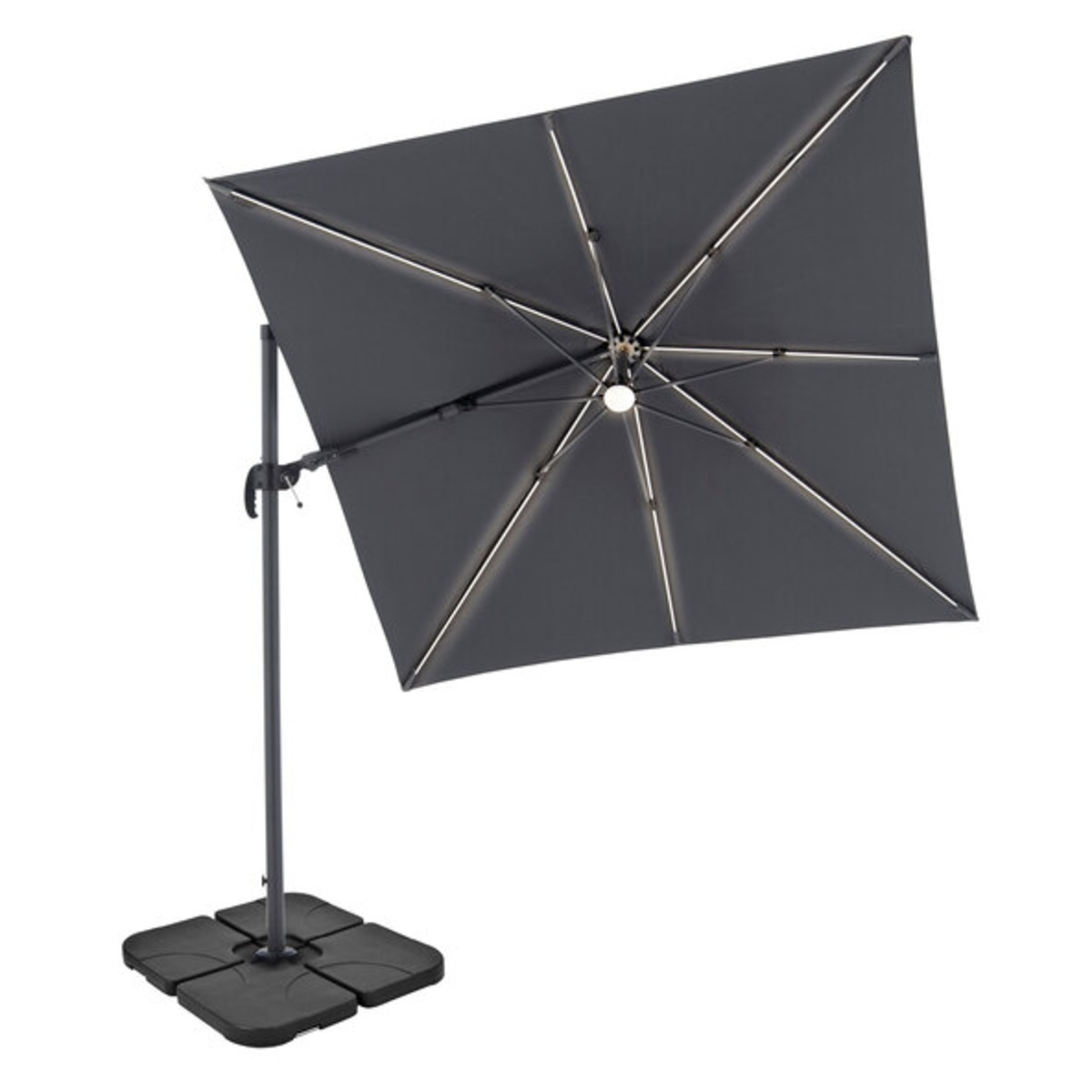 Bild 1 von Alu-LED-Solarpendelschirm, 250 x 250 cm, anthrazit