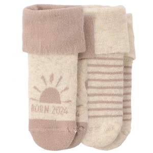 2 Paar Newborn Socken Born 2024 BEIGE / CREME