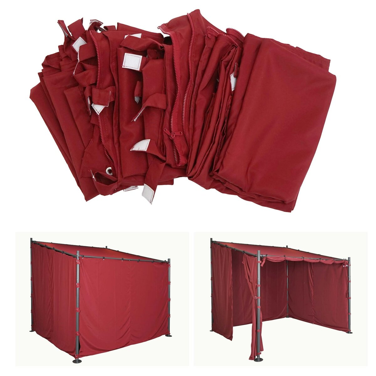 Bild 1 von 4er-Set Seitenwand für Pergola MCW-A22, Ersatzseitenwand Pavillon, 3x3m Polyester ~ bordeaux