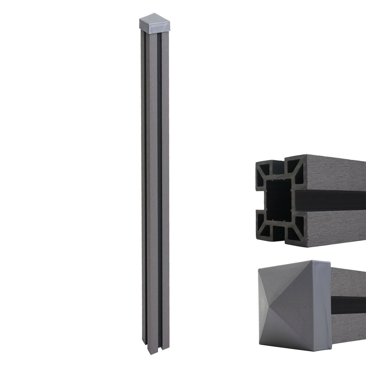 Bild 1 von WPC-Pfosten Savoie-WPC-Zaun, Pfeiler Pfahl, Stecksystem ~ 240cm, grau