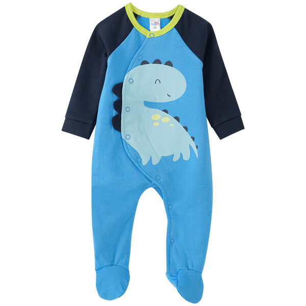 Bild 1 von Newborn Schlafanzug mit Dino-Motiv HELLBLAU / DUNKELBLAU / NEONGELB