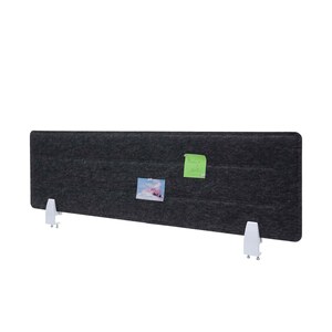 Tischtrennwand MCW-G76, Büro-Sichtschutz Schreibtisch Pinnwand, Klemmen Stoff/Textil mit Prägung ~ 100x30cm schwarz