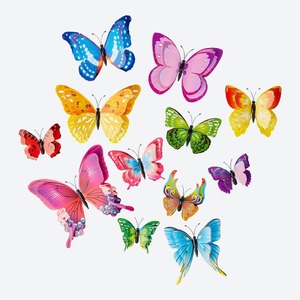 Deko-Schmetterlinge mit Magnet, 12er-Pack, ca. 12x8cm